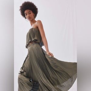 Anthropologist Pleated Metallic Skirt Set size 12